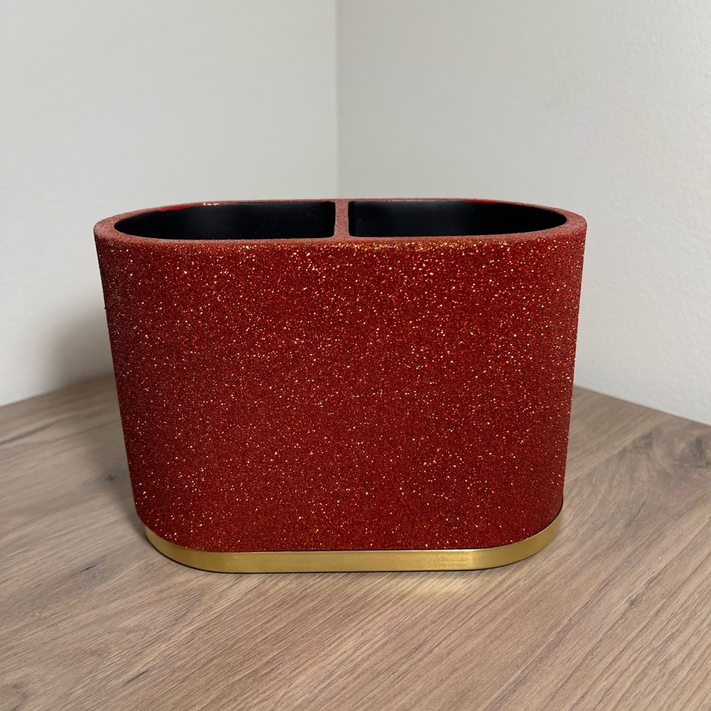 Red Glitter Double Toothbrush Holder DKNY